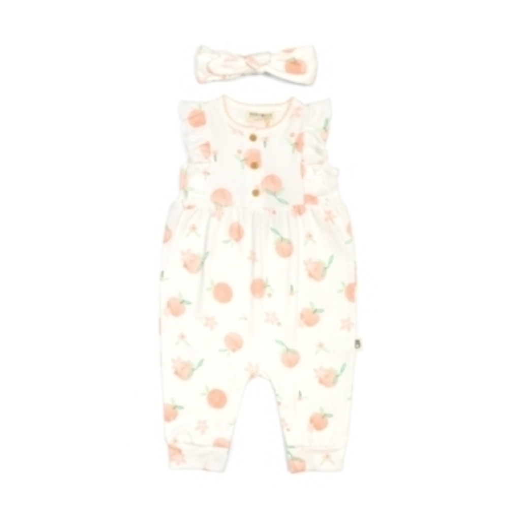 Baby Girls Jumpsuit and Headband Set , Gray , 3-6 months